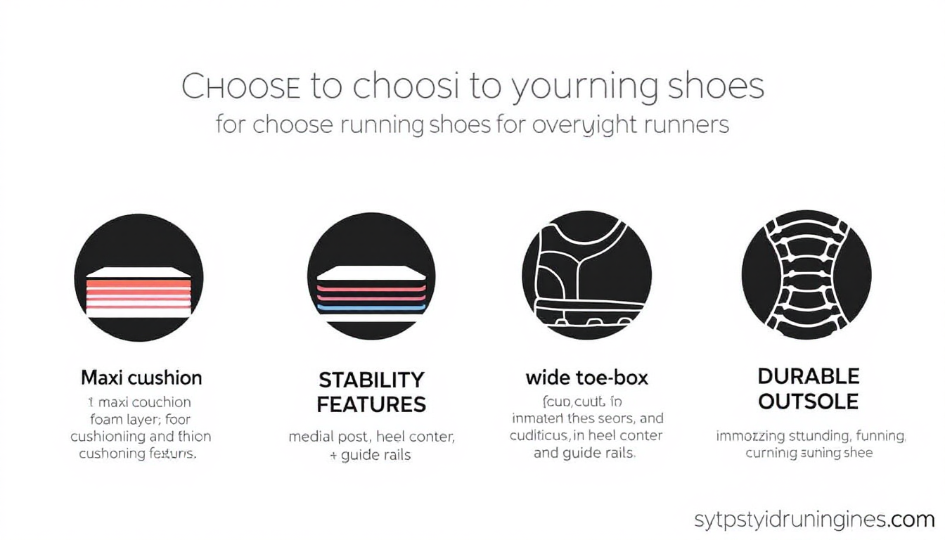 과체중 러너를 위한 러닝화 선택 4가지 핵심 기준을 설명하는 인포그래픽 이미지