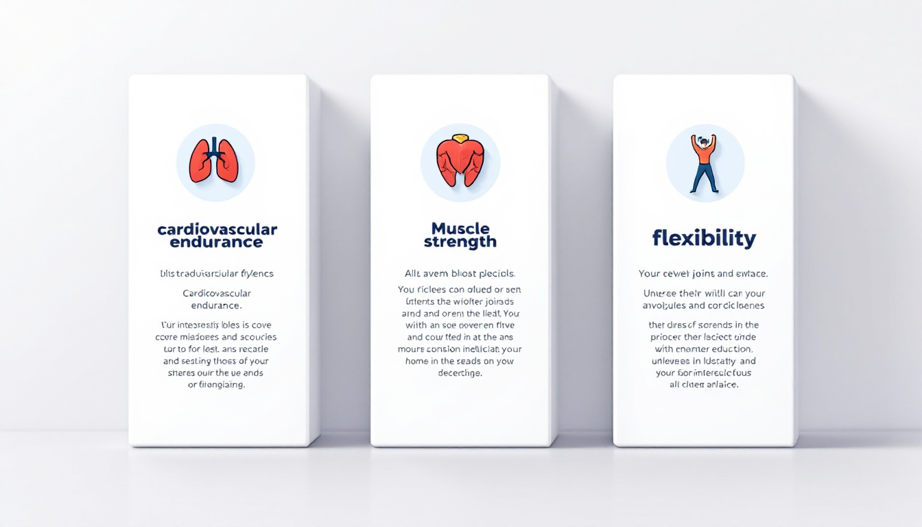 심폐지구력 근력 유연성 세 가지 기둥을 시각적으로 표현한 인포그래픽