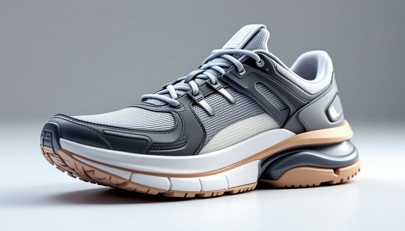 과체중 러너를 위한 쿠션과 안정성 기능이 강조된 러닝화의 클로즈업 이미지