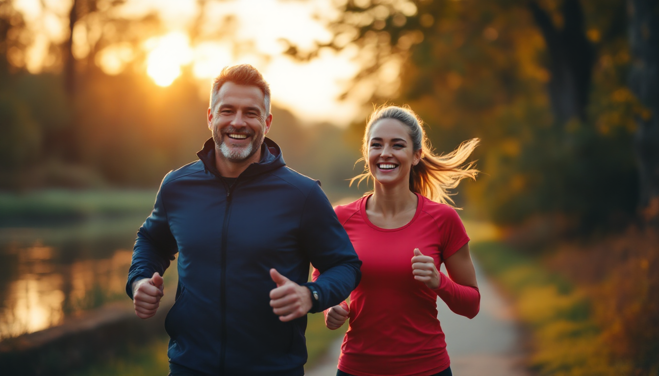 러닝 메이트와 함께 강변 산책로에서 달리는 러너들