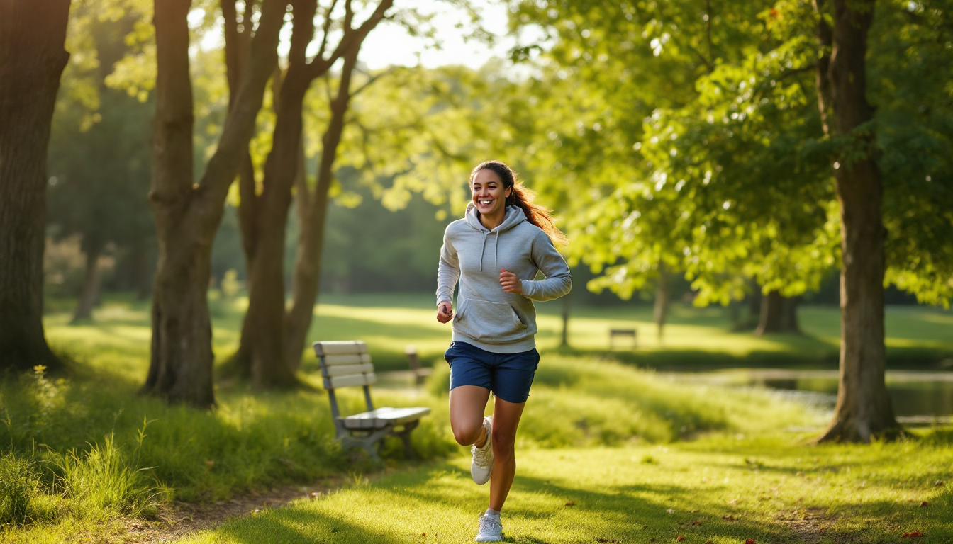 편안하게 웃으며 대화하며 달리는 슬로우 러닝 모습