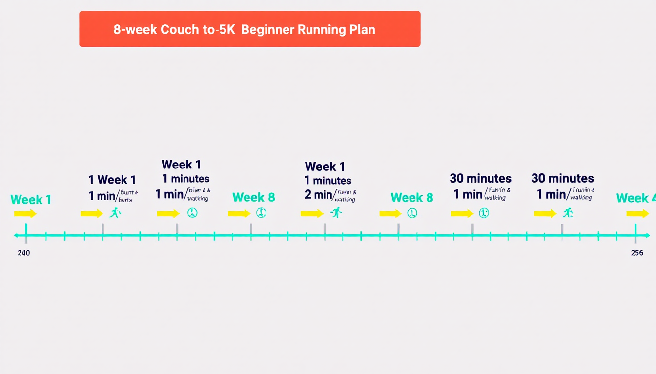 8주 완성 초보자 맞춤 5km 러닝 운동 루틴을 나타내는 인포그래픽 이미지