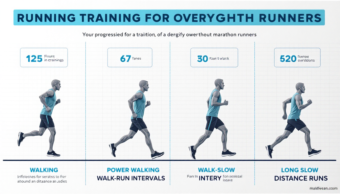 과체중 러너를 위한 단계별 마라톤 훈련법 인포그래픽