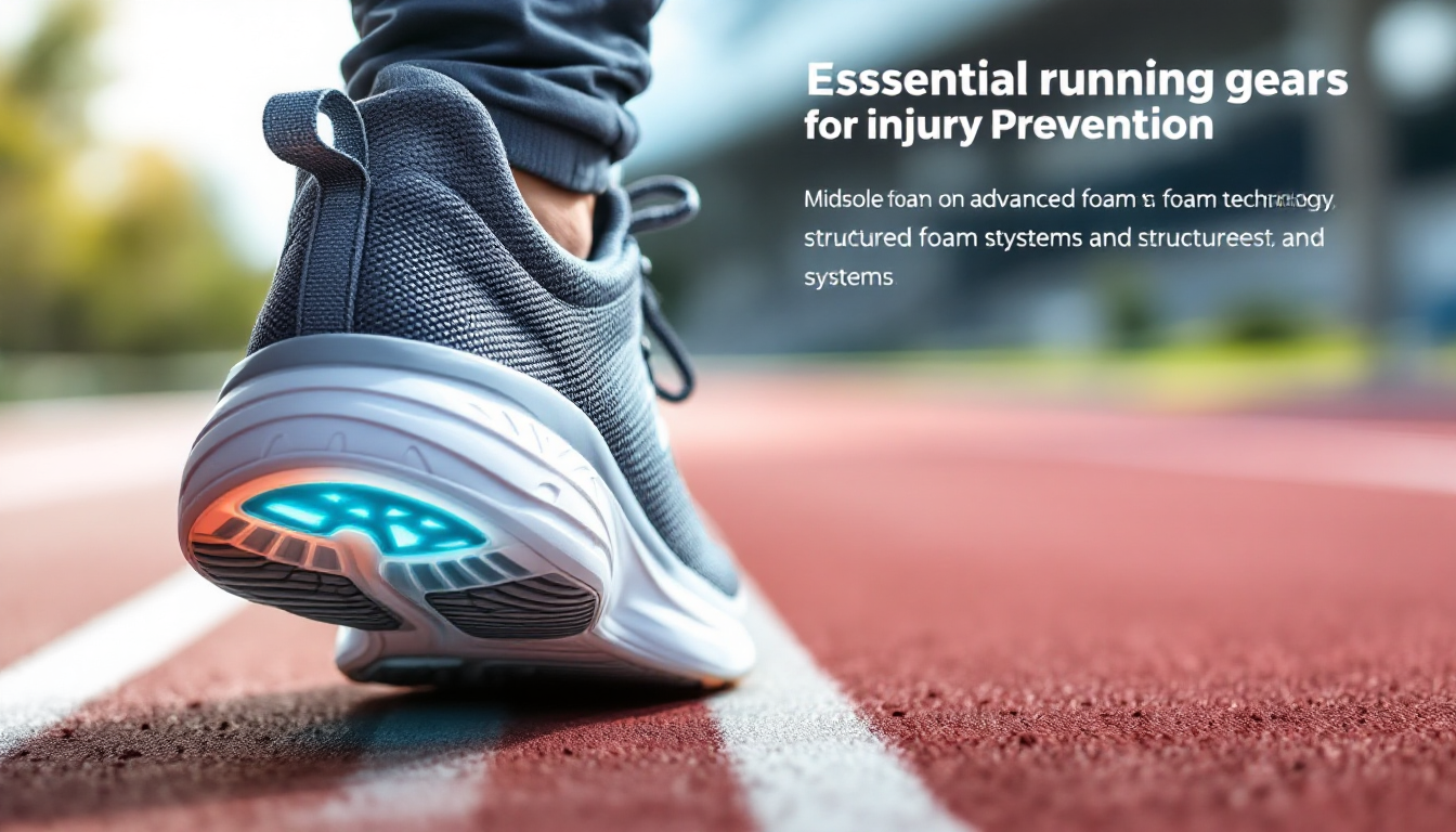 부상 예방에 중요한 쿠션이 있는 러닝화 클로즈업 이미지