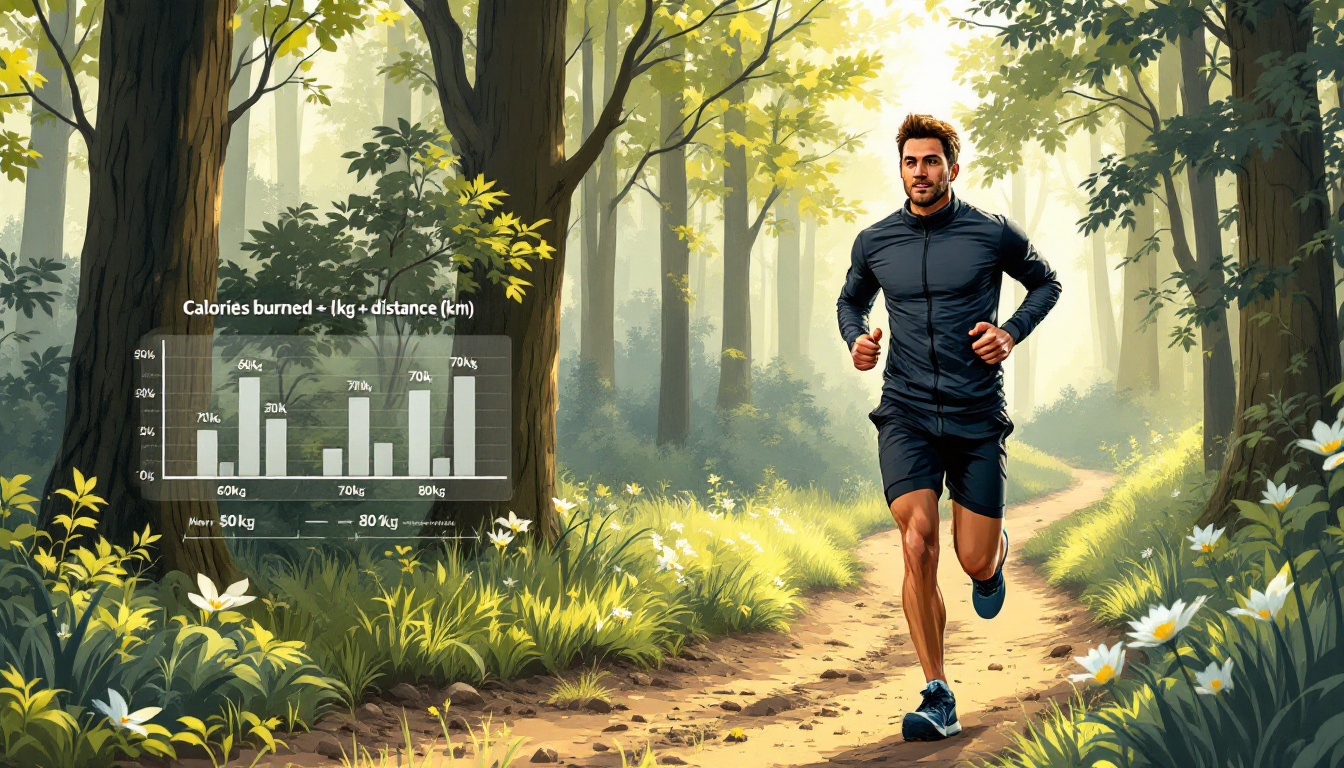 5km 러닝 시 체중과 거리로 칼로리 소모량을 나타내는 설명 이미지